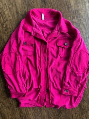 Zenana Outfitters Hot Pink shacket button down size 3x